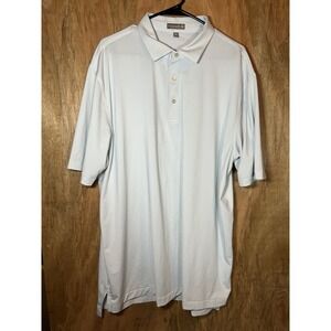 Peter Millar Summer Comfort Golf Course Club Polo Light Blue Stripe Shirt XXL
